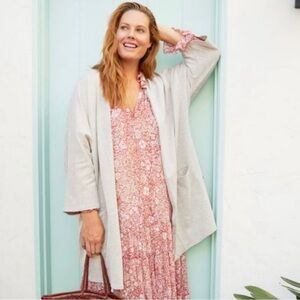 Anthropologie DONNI. Women’s Ribbed Gray White Cardigan Duster Sweater OSFA EUC‎